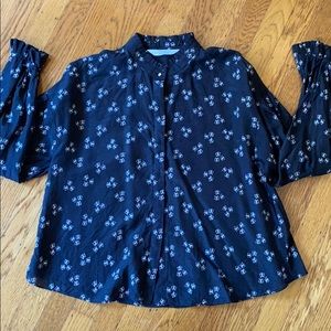 & Other stories black sheer cotton & silk blouse